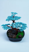 Copper Wire Bonsai Tree | Aqua Blue & Brown Mini Tree | Nature-Inspired Art