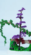 Enchanting Miniature Wire Art Tree - Purple, Green & Red Copper on Natural Wood Base | Unique Home Decor & Thoughtful Gift