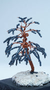 Copper Wire Bonsai Tree Sculpture – Handcrafted Miniature Tree with Beads & Plaster Base (4")