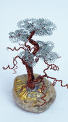 Handmade Copper Wire Bonsai Tree | Twisted Wire Sculpture | Nature-Inspired Art on Stone Base | 5-Inch Mini Tree Deco