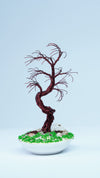 Dark Brown Copper Wire Bonsai Tree | Miniature Tree Sculpture in White Ceramic Pot | Handcrafted Nature Art | Unique Gift for Nature Lovers & Art Enthusiasts