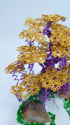 Purple & Gold Wire Bonsai Tree | Handmade Copper Wire Tree Sculpture | Zen Home Decor | Miniature Tree Art | 5" Bonsai Art Tree