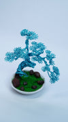 Aqua Blue Copper Wire Bonsai Tree – Handcrafted Art in Ceramic Pot