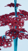 Crimson & Teal Wire Bonsai Tree | Handmade Art Sculpture | Glossy Ceramic Base with Natural Stones | Unique Home Decor Gift