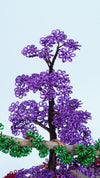 Enchanting Miniature Wire Art Tree - Purple, Green & Red Copper on Natural Wood Base | Unique Home Decor & Thoughtful Gift