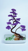 Handmade Copper Wire Bonsai Tree – Purple Leaves | Unique Home Decor & Gift in White Ceramic Pot
