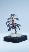 Copper Wire Bonsai Tree Sculpture – Handcrafted Miniature Tree with Beads & Plaster Base (4")