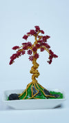 Golden Blossom Copper Wire Bonsai Tree | Handcrafted Home Decor | 8.2" Tall