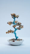 Handcrafted Aqua Blue Copper Wire & Quartz Gemstone Bonsai Tree – 5.3" Mini Tree of Tranquility