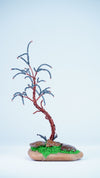 Handcrafted Copper Wire Bonsai Tree with Indigo Beads on Stone Base – Miniature Sculpture