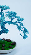 Aqua Blue Copper Wire Bonsai Tree – Handcrafted Art in Ceramic Pot