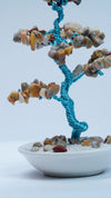 Handcrafted Aqua Blue Copper Wire & Quartz Gemstone Bonsai Tree – 5.3" Mini Tree of Tranquility