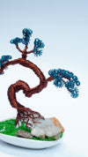 Exquisite Copper Wire Bonsai Tree with Aqua Blue Leaves – Handcrafted Miniature Art