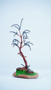 Handcrafted Copper Wire Bonsai Tree with Indigo Beads on Stone Base – Miniature Sculpture