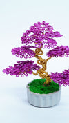 Mini Copper Wire Bonsai Tree | Purple & Gold Art Tree in White Pot | Nature-Inspired Gift