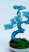 Aqua Blue Copper Wire Bonsai Tree – Handcrafted Art in Ceramic Pot