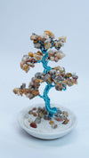 Handcrafted Aqua Blue Copper Wire & Quartz Gemstone Bonsai Tree – 5.3" Mini Tree of Tranquility