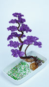 Handmade Copper Wire Bonsai Tree – Purple Leaves | Unique Home Decor & Gift in White Ceramic Pot