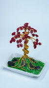 Golden Blossom Copper Wire Bonsai Tree | Handcrafted Home Decor | 8.2" Tall