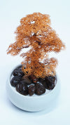 Copper Wire Bonsai Tree – Handmade Miniature Sculpture in White Ceramic Pot