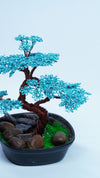 Copper Wire Bonsai Tree | Aqua Blue & Brown Mini Tree | Nature-Inspired Art