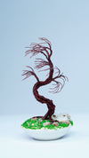 Dark Brown Copper Wire Bonsai Tree | Miniature Tree Sculpture in White Ceramic Pot | Handcrafted Nature Art | Unique Gift for Nature Lovers & Art Enthusiasts