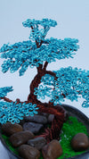 Copper Wire Bonsai Tree | Aqua Blue & Brown Mini Tree | Nature-Inspired Art