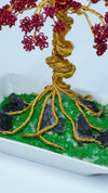 Golden Blossom Copper Wire Bonsai Tree | Handcrafted Home Decor | 8.2" Tall