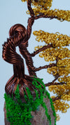 Golden Serenity – 9" Handcrafted Wire Bonsai Tree on Natural Stone