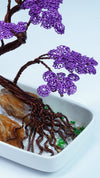 Handmade Copper Wire Bonsai Tree – Purple Leaves | Unique Home Decor & Gift in White Ceramic Pot